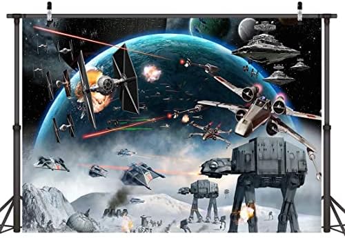 LYWYGG 10x8ft vanjski prostor pozadina Galaxy Wars foto pozadine Boys potrepštine Black Stars Naučna fantastika