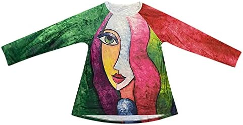 Snksdgm ženski poklopac tunika TONIC 2022 jesen casual bagesy print dugih rukava pulover Flowy majice