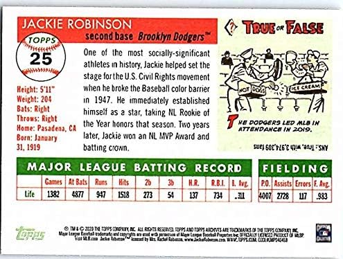 2020 TOPPS Arhiva 25 Jackie Robinson NM-MT Dodgers