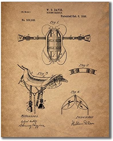Patentni printovi za jahanje - Set od 4 umjetničke fotografije na zidu konjičkog dekora