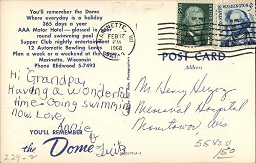 The Dome Motor Hotel Marinette, Wisconsin sa originalnom razglednicom 1968
