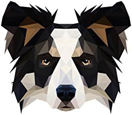 Border Collie, nadgrobna keramička ploča sa likom psa, geometrijska