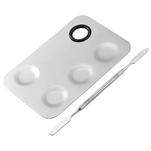 Handheld Makeup Mixing Palette sa lopaticom, Professional Makeup Palette Stainless Steel Cosmetics