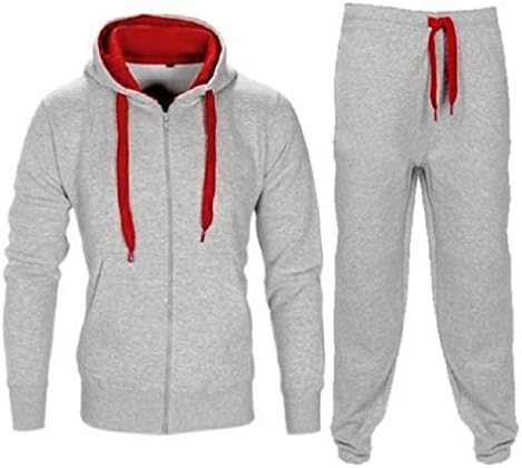 Novi mens Contrast Contrast Crowcord Fleece Zip up s kapuljačom gornjeg dna set joguit Set TrackSit