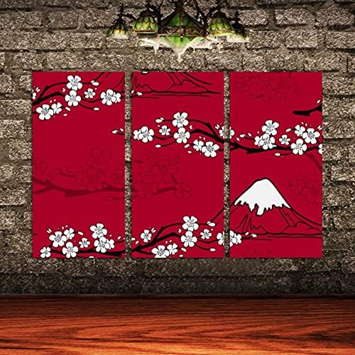 Zidna umjetnost za dnevni boravak, ulje na platnu veliki okvir japanski Sakura Fujisan uzorak crveno