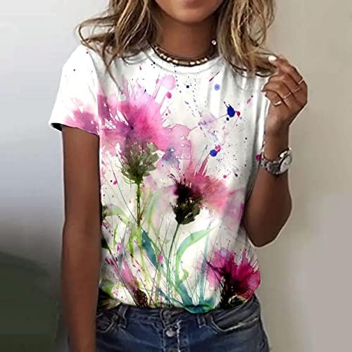 Žene Pamuk Tee Jesen Ljeto 2023 Odjeća Trendi kratkih rukava grafički grafički gornji majica za djevojke BL