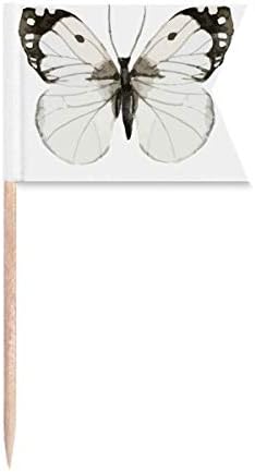 Leptir sa bijelim tamnim krilima čačkalice zastave označavanje oznaka za party Cake Food Cheeseplate