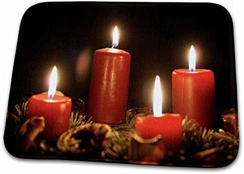 3drose Red Advent Calendar svijeće koje Gore sa crnom pozadinom - prostirke za sušenje posuđa