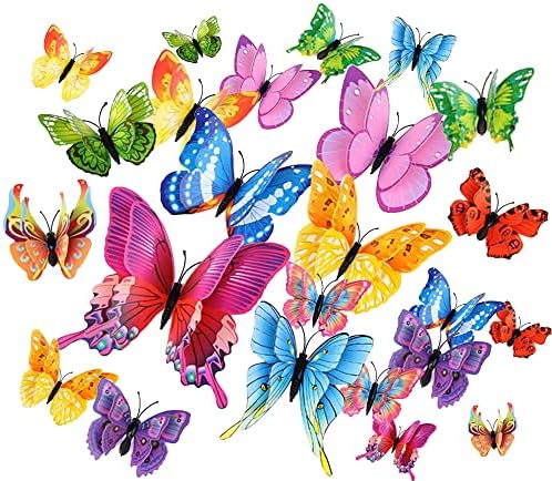 24 kom leptir zidni dekor, uklonjive 3d dvoslojne zidne naljepnice s leptirima, dekoracija leptira pogodna