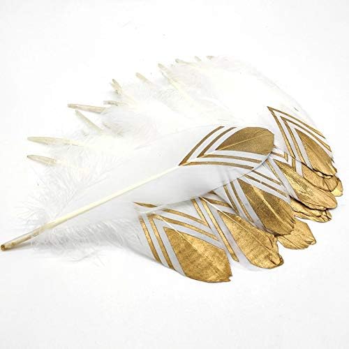 100pcs / Lot pravo bijelo perje za zabavu za zanate DIY nakit od prirodnog zlata od Gusjeg perja Izrada ukrasa