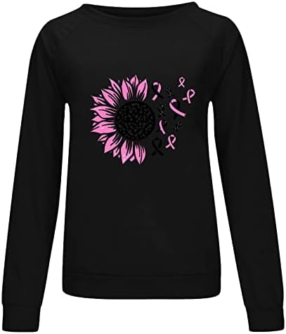 Ženske košulje s dugim rukavima Rak dojke ružičaste vrpce Pulover vrpce Sunflower grafički ispis Ležerne