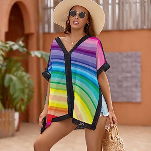 BAIKUTOUAN Abstract rainbow Background Ženska odjeća na plaži bikini kupaći kostim plaža Swim Cover Up Dress