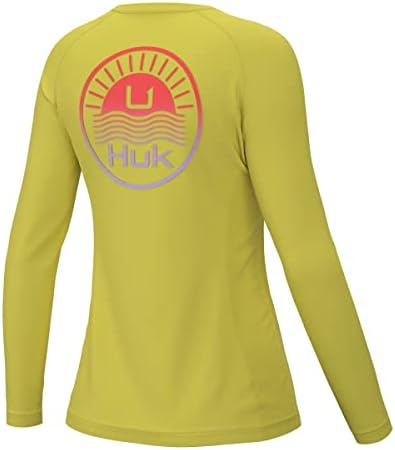 Huk ženska standardna košulja na dugih rukava + zaštita od sunca, sunčani igrus-citrusni žuti,