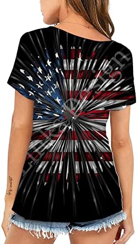 Košulje od 4. jula za žene USA zastava Tuničke vrhove Star Striped Ispis Majica kratkih rukava Dan