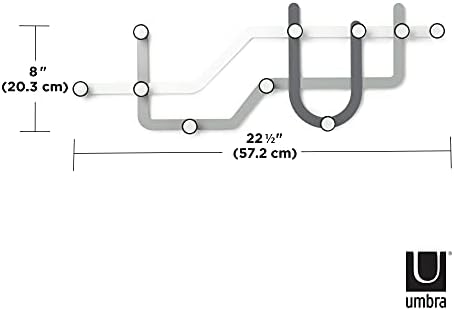 Umbra Zidna kuka - Višebojne moderne javne tranzitne karte oblikovane čelik 10-kuke zidni vješalica - jednostavan