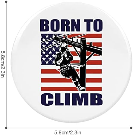 Lineman sa američkim zastavama okrugli badge PIN 2,3 inča Pinback Brooch Tag Dekoracija Poklon DIY Torba