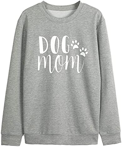 Mousya Women Dog Mom Duks pasj mama Pulover slatka palica Grafički tee smiješno slovo Ispis majica s dugim rukavima