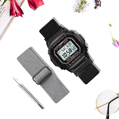Sunnyson 2 Pack Stretchy Nylon Watch Bands for Casio G-SHOCK DW-5600/8900/GWM5610,Elastic Soft
