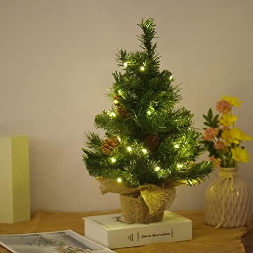 Ailgely Pre-Lit Stollop mini božićno drvce, 1,5ft umjetno božićno drvce sa LED žičarima, prirodne