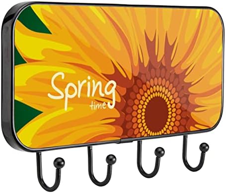 VIOQXI Sunflowers Spring5 Zidne kuke za kaput sa 4 kuke, ulaznica za hat trubica za viseće kaput odjeću, tipke,