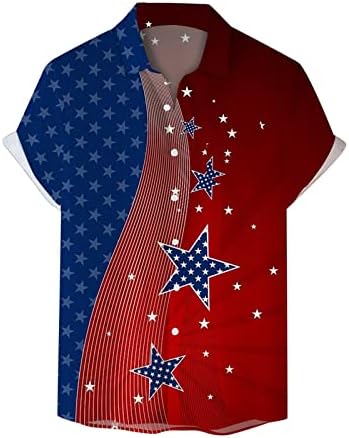 Muške kratke rukave ovratnik košulje Muška zastava za Dan nezavisnosti 3d Digitalna štampa personalizirani