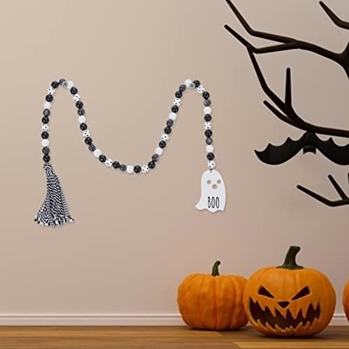 Prettyzoom 3 kom Halloween Drveni perla Halloween Wood Wree Garland Halloween perli privjesak Halloween