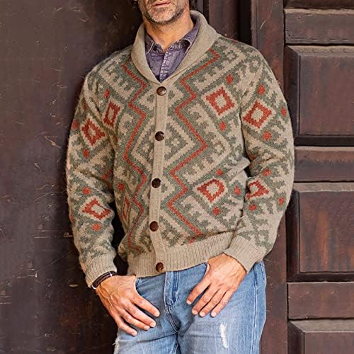 Muški džemper 2021 Modni kaput od pletiva Retro rever Dugme plus veličine Kabel pletenu kardigan Henley džemper