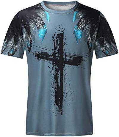 Ubst Muns vojnik majice kratkih rukava, 2022 Nova ljetna ulična vjera Isus Cross Lion Print Workout Atletics Tee vrhovi