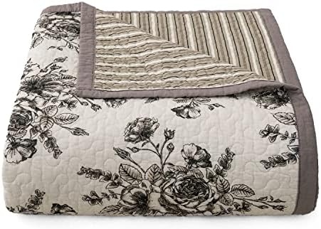 Paseo Road od Hillne Accenta | Lyla 3 komada prekrivača sa jastukom, super kraljevske veličine, cvjetni pamuk