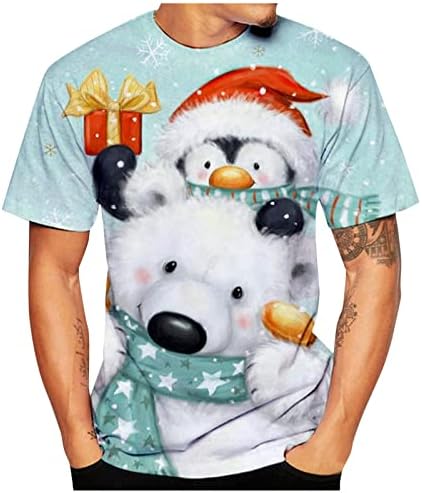 Zdfer Muške majice kratki rukav, Božićna štampana CrewNeck vrhovi duksevi Bluza Ležerne vježbe