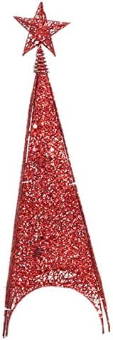 Caixin Chrsitmas stablo toranj kovanog željeza Božićni ukras užaren radne površine ukras za tržni centar Nema baterije-crvena 5ft