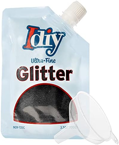 iDIY Ultra Fine Glitter w Easy-pour Bag and Funnel - Midnight Black Extra Fine - savršeno za DIY