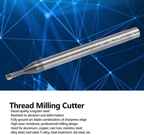 Rezači za glodanje navoja 3 zub metrik 60 ° volfram čelik CNC ručni alat M3x0.5xD4x50