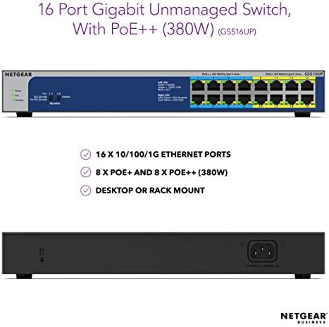Netgear POE prekidač 24 Port Gigabit Ethernet Netvenirani mrežni prekidač - sa 24 x POE + @ 300