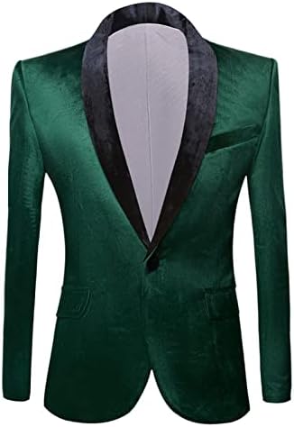 Muška premium velvet blezer jakna Slim Fit Solid Shawl Revel Tuxedo One gumba za večeru Stranica maturalni