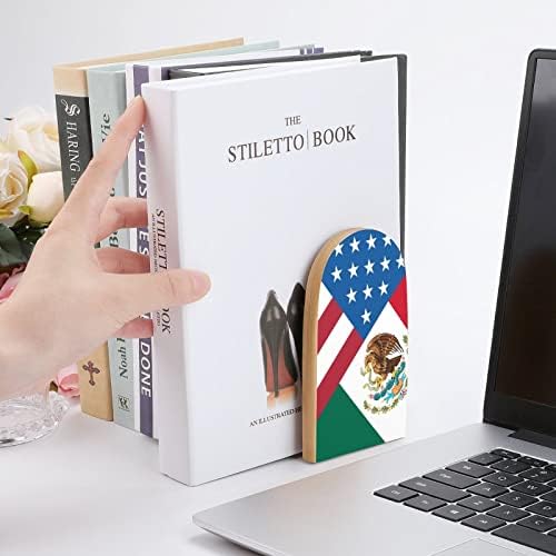 Američka Meksička Zastava štampana knjiga kraj drveta Bookends 1 par za police teški stalak za knjige 5 X 3 inča