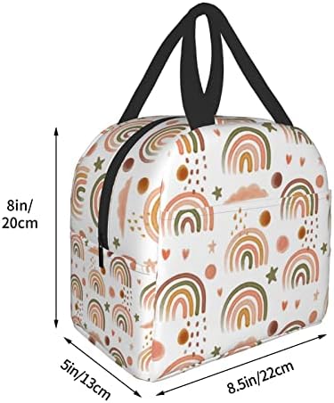 Slatka Boho Rainbow torba za ručak mala izolovana kutija za ručak sa prednjim džepom slatke torbe za ručak za djevojčice dječake Freezable Bento Box žene muške kutije za ručak