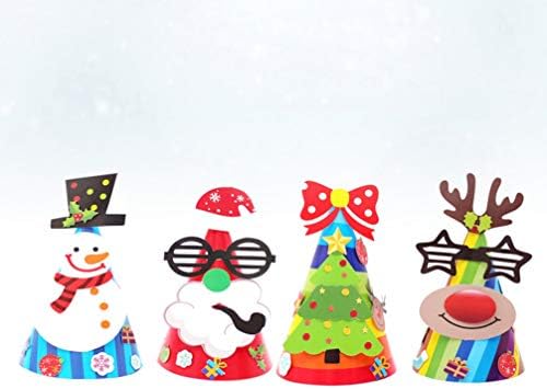 NUOBESTY Yule pokloni 4kom Božić Craft papir šešir Cartoon dekorativna DIY papir kapa Cosplay kostim