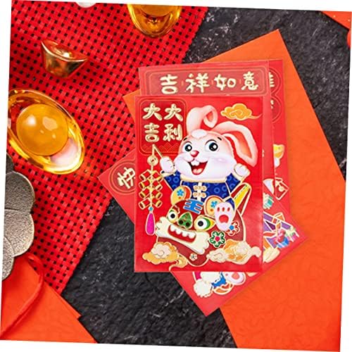 ABOOFAN 60kom 2023 godina Zečjeg Crvenog paketa vjenčane koverte Kineski crveni paketi Kineski pokloni Nova Godina Hong Bao Bunny crveni džep 2023 Hong Bao papir crveni paket Novogodišnja torba za novac
