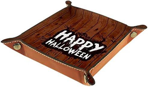 Happy Halloween Drvo praktična Mikrofiber kožna ladica za odlaganje - kancelarijski sto ladica noćni Caddy Organizator za odlaganje za novčanik ključ sat telefon nakit