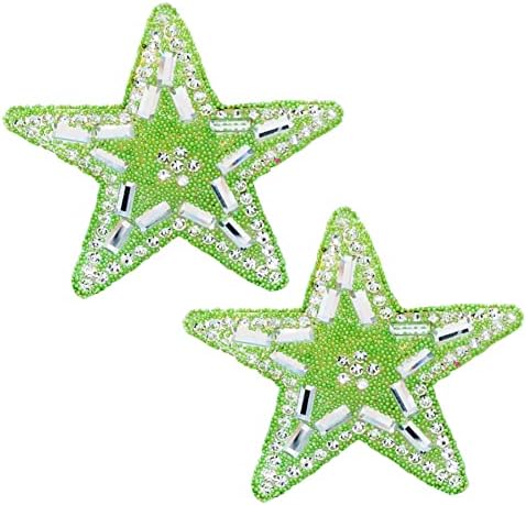 2poeleke zelene kristalne rinestone petokrakovane zvijezde oblikovača glačala na patch-u, umjetni