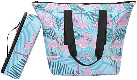 Tbouobt torba za ručak za žene i muškarce, izolovana kutija za ručak, kutije za ručak za višekratnu upotrebu za posao i putovanja, tropsko lišće flaminga