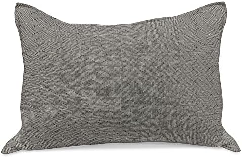 Lunarni apstraktni pleteni jastuk sa kventenom, jednobojni dizajn Zamršeni kvadrati Sastav Optička iluzijska osećaj, standardni poklopac jastuka kraljice za spavaću sobu, 30 x 20, tamno siva i bijela