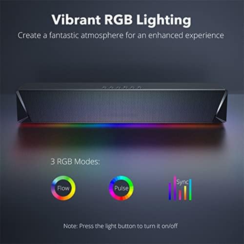 LUKEO Sound Bar Gaming Speaker & žičani 14W moćni drajveri Subwoofer RGB svjetlosne zvučne trake za PC telefon