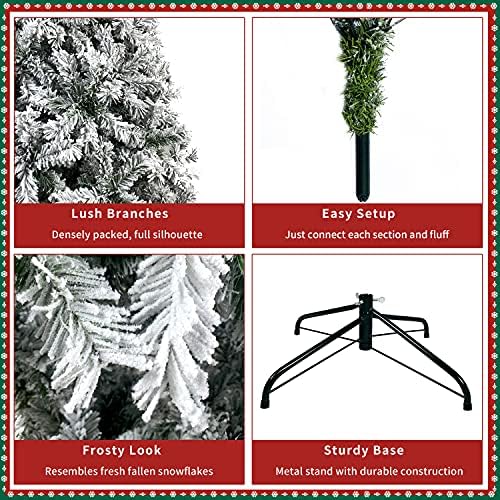 7,5ft snijeg WHOCDED umjetni odmor Christams stablo sa metalnim šarkama i sklopivom bazom, jednostavna montaža, bijelo božićno drvce za kućnu zabavu, 1346 savjeta za filijale od 1346 PVC