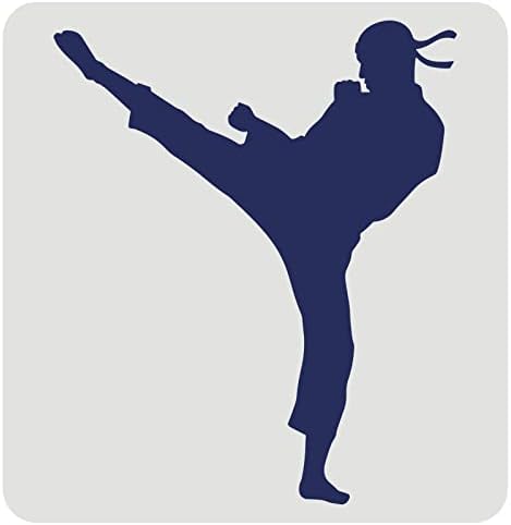 Fingeinspire karate šablon 11.8x11.8inch, sportski man uzorak borilačke vještine Akcijsko diiy Slikarske