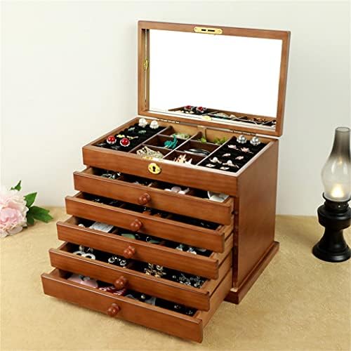 Czdyuf Drvena kutija za odlaganje kutija za nakit Organizator Kineski stil Retro futrole za nošenje