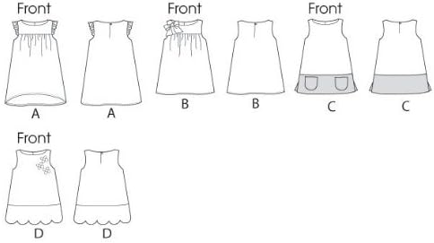 Butterick uzorci B5876 Dječji haljini za šivanje djece, veličine CCE
