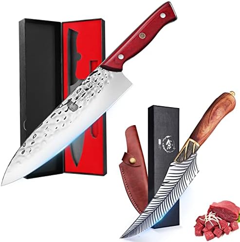VG10 kuharski nož japanski, 12-inčni profesionalni Kuhinjski kuharski nož brijač oštar kovani visokougljični nož od nerđajućeg čelika za sečenje mesa BBQ Full Tang Chef Knives ergonomska ručka Poklon kutija