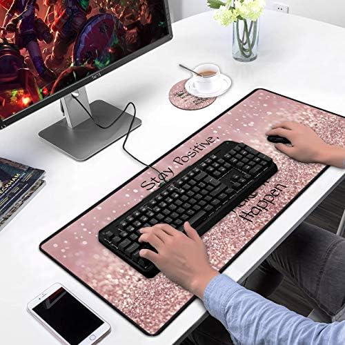 Desk Pad Gaming Jastučići za miša sa podmetačima, 31.5 x 11.8 Velika neklizačka gumena baza Mousepad sa šivenim ivicama za ured i dom